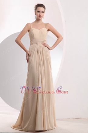 Spaghetti Straps Floor-Length Bisque Chiffon Prom Dress With Split