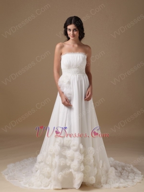 2014 Stylish Maternity Wedding Dress With Handmade Flowers Bottom