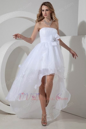 Informal High-low Skirt Beach Wedding Dress With Flower