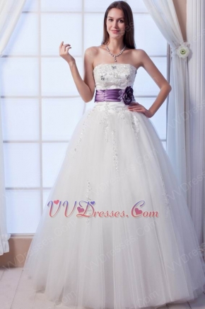 Hot Sale Strapless Appliques Belt A-line Wedding Dress Discount