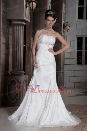 Destination Strapless A-line Silhouette Discount Wedding Dress For Sale Low Price