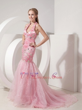 Not Expensive Evening Dress With Halter Mermaid Skirt