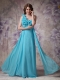 Amazing One Shoulder Side Drap Aqua Blue Prom Dress UK