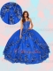 Elegant Royal Blue 3D Flowers Applique Decorate Sweet 16 Quinceanera Ball Gown Designer New