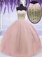 Popular Color Blush Tulle Very Puffy Prom Party Ball Gown With AB Stones