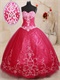 New Look Fuchsia Flat Mesh Embroidery Quinceanera Military Gown Shiny Sequin Lining