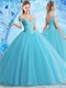 Off Shoulder Flat Pin-tuck Tulle Ice Blue Vivacious Quinceanera Ball Gown 2019