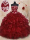Latin American 15 Birthday Flattering Quinceanera Evening Gowns Wine Red Organza
