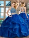 Royal Blue Elastic Horsehair Ruffles Two Pieces Show Wasit Court Ball Gown Top Seller