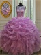 Dark Lilac Fluffy Bubble Ruffles Dreams Quinceanera Gown Dropped Waist