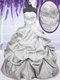 Silver Taffeta Floor Length Bubble Ball Gown Accept Custom-made to Quinceanera Dolls