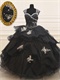Gothic Style Double Straps Sweetheart Layers Black Prom Ball Gown Sales Promotion