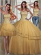 Detachable Four Pieces Several Styles Gold Flat Court Ball Gowns to Dance