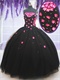 Affordable Black Puffy Military Ball Gown With Hot Pink 3D Flowers Small and Large Affordable Black Puffy Military Ball Gown With Hot Pink 3D Flowers Small and Large