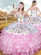 Western Hotel California Style Embroidery White Ball Gown Pink Layers Cake Skirt