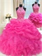 Hot Pink High Quality Cheap Quinceanera Gown Detachable 3 Pieces With Short Skirt
