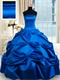 Royal Blue Thick Satin Plain Quinceanera Ball Gown Without Extra Details