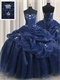 Navy Blue Organza Bubble Puffy Court Military Ball Gown Under 200 Dollars