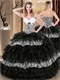 Zebra and Black Organza Successive Cake Layers Quinceanera Ball Gown