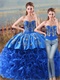 Detachable Top Bottom Two Pieces Western Designer Embroidery Ball Gown Royal Blue