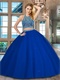 Royal Blue Two Parts Show Waist Puffy Lady Quince Prom Ball Gown Popular