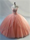 V-Shaped Neck Basque Flat Opening Overlay Puffy Lady Quinceanera Gowns Attire Cheap