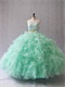 Two Pieces Detachable Suit Mint Green Ruffles Girls Quinceanera Celebrity Ball Gown