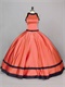 Scoop Red Thick Satin With Black Bordure/Overlapping Girls Quinceanera Birthday Gown