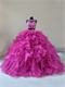 Factory Direct Two Pieces Deep Fuchsia Glossy Organza Military Ball Gown Court Train