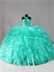 Hollow Out Cleavage Apple Green Ruffles Sweep Train Vestidos De Quinceanera Queen