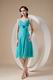 Spaghetti Straps Tea-length Chiffon Bridesmaid Dress