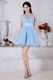 Discount V-Neck Cross Back A-line Baby Blue Short Prom Dress