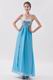 Sequin Strapless Tied Back Aqua Chiffon Prom Dress With Split