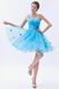 Sexy One Shoulder Knee Length Azure Graduation Dress