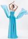 Custom Side Drapped Aqua Evening Dress In New York