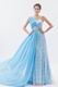 2013 One Shoulder Lace Skirt Aqua Blue Chiffon Prom Dress