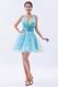 Colorful V-Neck Light Blue Custom Make Short Prom Dress