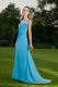 One Shouler Cross Back Aqua Chiffon Hot Sell Prom Party Dress