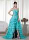 Turquoise Organza Layers High-low Skirt Dress Prom Wear