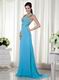 Beautiful Dodger Blue Evening Dress Wth V Neck Design