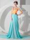 Straps V-neckline Colorful Aqua Skirt Long Prom Dress