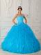 Deep Sky Blue Puffy La Quinceanera Dresses Under $250