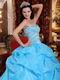 Aqua Floor Length Puffy Stylish Quinceanera Dress Low Price