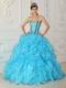 Sweetheart Ruffled Skirt Young Girls Aqua Quinceanera Gown