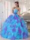 Aqua And Purple Puffy Quinceanera Dress With Detachable Belt