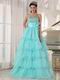 Minnesota Aqua Blue Layers Empire Skirt Prom Dress Cute