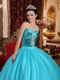 Popular Style Sky Blue Quinceanera Dress Flaring Sequin Bodice