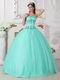 Sweetheart Pale Turquoise Beautiful Winter Quinceanera Dress