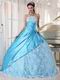 Bright Sky Blue Strapless Lace Quinceanera Dress