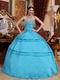 Deep Sky Blue Quinceanera Gown Looks Very Puffy